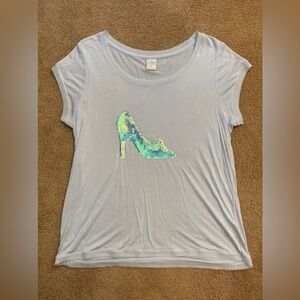 LC Lauren Conrad Light Blue Tee with Iridescent Sequin Shoe